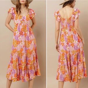 Ces Femme‎ Floral Boho Midi Dress - Size M